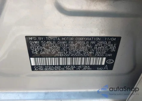 2005 Lexus Ls 430 из США, поврежденный, VIN JTHBN36F455005329